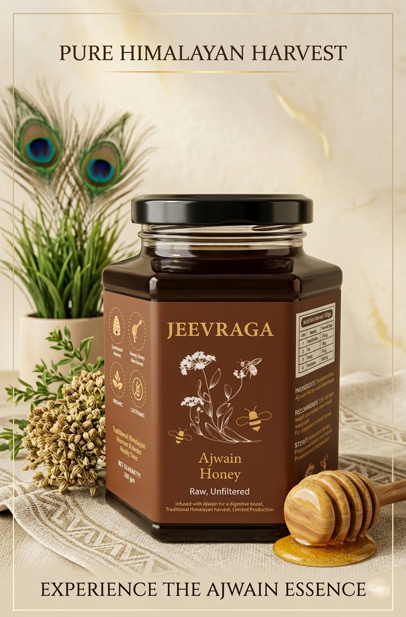 Jeevraga Raw Ajwain Honey - 100% Pure Digestive Superfood 500 gm